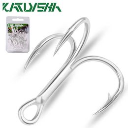 Fishing Hooks KATYUSHA 20Pcs Treble Hooks 14#-1/0# Saltwater Fishing Hooks High-Carbon Steel Fishhooks High Strength Hooks Fishing Tackle P230317