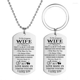 Keychains European And American Stainless Steel Keychain Necklace To My Wife Couples Valentine's Day Gift DIY Customizable Wholesale Miri22