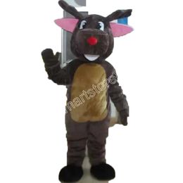 Adult size Apparel Red Nosed Reindeer Mascot Costumes Animated theme Cartoon mascot Character Halloween Carnival party Costume