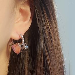 Hoop Earrings 2023 Pink Heart Design Irregular For Women Girls Personality Sweet Cool Asymmetrical Stud Y2k Jewellery