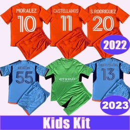 2023 New Y Ork City Kids Kit Soccer Jerseys MORALEZ TINNERHOLM HEBER CASTELLANOS MEDINA Home Away Goalkeeper Football Shirts