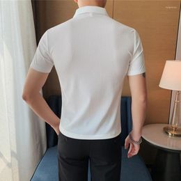 Men's Polos 2023 Summer Casual Polo Shirt Men Lce Silk Short Sleeve Turn Down Collar Slim Fit Sold Colour For Plus Size S-4XL