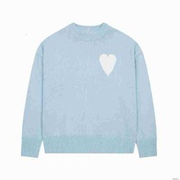 Paris Fashion Mens Designer Amies Knitted Sweater Embroidered Red Heart Solid Colour Big Love Round Neck Sweaters for Men and Women O2sk