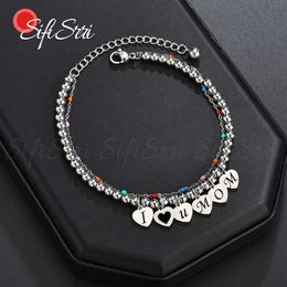 Link Chain Sifisrri Customised Letter Stainless Steel Heart Double layer Bracelet for Mom Mother's Day Anniversary Gift Jewellery Accessories Z0324