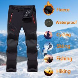 Men's Pants Man Softshell Fleece Camping Climbing Fishing Trekking Hiking Winter Waterproof Breathable Pant Sport Trousers Cargo 230324