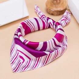 Sarongs Fashion Square Women Girl Elegant Flight Attendants Hotel Waiter Business Imitate Silk Scarf printing Korean style Gift 50*50cm P230323