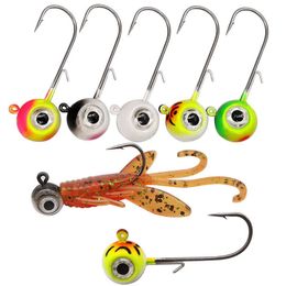 Fishing Hooks Big Eyes Jig Head Fishing Hooks with Mustad Hook 1.8g 3.5g 5g 7g 10g Fish Head Fishhook For Soft Worm Fishing Tackle DIY Kit P230317