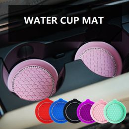 Car Coaster Mats Water Cup Bottle Holder Anti-slip Diamond Rhinestone Silica Gel Waterproof Car Coasters for Cup Holders