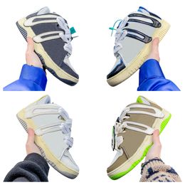 Boots top leather sneakers vintage luxury letter basketball shoes outdoor lace up training shoes rubber bottom round toe mixed colour non slip flat heel low top skate