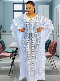 Ethnic Clothing African Dresses For Women Elegant Hollow Out Muslim Fashion Abayas Dashiki Robe Kaftan Long Maxi Dress Two Piece Sets 230324