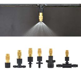 Sprayers Adjustable Brass Nozzle Connection 1/4 1/2 Inch Hose Garden Spray Cooling Irrigation System P230310
