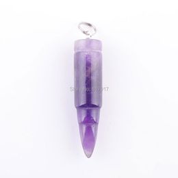 Pendant Necklaces RONGZUAN Natural Amethysts Gem Stone Bead Healing Shape Point Chakra Chain Necklace TN3445