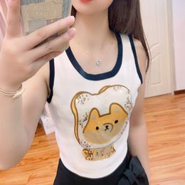 307 2023 Runway Summer Brand SAme Style Sweater Sleevleless White Black Blue Crew Neck Pullover Fashion Clothes High Quality Womens yidou8