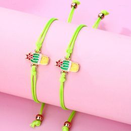 Charm Bracelets Luoluo&baby 2Pcs/Set Cartoon Cactus Friends Charms Bracelet Adjustable Chain For Kids Jewellery