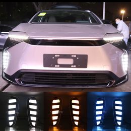 2PCS Car LED Daytime Running Light For Toyota BZ4X 2022 Dynamic Turn Signal Front Fog Lamp DRL Car styling Foglight