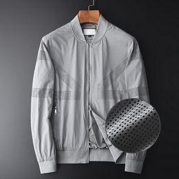 Men's Jackets Minglu Grey Men Luxury Stand Collar Laser Drilling Mens And Coats Plus Size 4xl Slim Fit Sport Casual Man Jacket