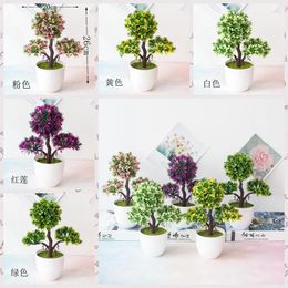 Decorative Flowers 20x26cm 3Forks Artificial Guest Greeting Pine Tree Potted Bonsai Home El Desktop Table Decor Fake Small Plants