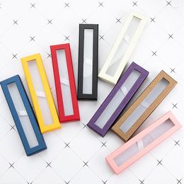 Multicolor Paper Pen Box Transparent Window Gift School Writing Tools Packaging Boxes Birthday Party Wrapping Supply