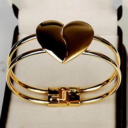 Charm Bracelets Women's Fashion Heart Shaped Exaggerated Open Bracelet Shiny Love Metal Color Jewelry Ornaments