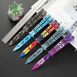 14 Color Full Stainless Steel Butter fly Knife CSGO Balisong Trainer Pocket Practice Knives Training Tool for Outdoor Games Uncut blade