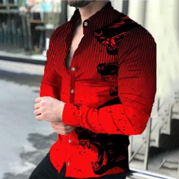 Men's Casual Shirts Men Slim Fit Muscle Dress Tops Long Sleeve Button Down Red Shirt Summer Spring Male Social For A50