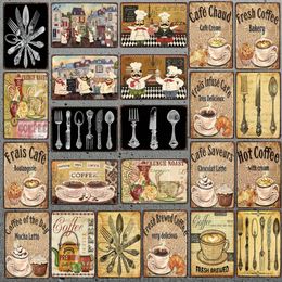 Vintage BBQ Metal Painting Plate Kitchen Sign Wall Decor Hot Coffee Poster Cafe Bar Restaurant Home Wall Stickers 30X20cm W03