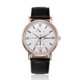 Wristwatches Geneva Mens Watch Retro Stainless Steel Analogue Alloy Quartz Wrist Design Leather Band Wristwatch Q1