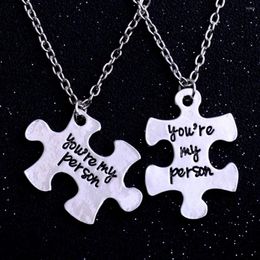 Pendant Necklaces 2pcs Friend Necklace Hand Stamped Friendship Half A Person Engraved Words Heart Love BFF Puzzle My