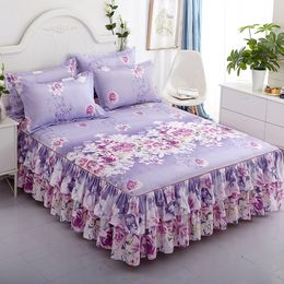 Bed Skirt 3pcs Bedding Bed Skirt With 2pcs Pillowcases Wedding Bedspread Bed Sheet Mattress Cover Full Twin Queen King Size Bedsheets 230324