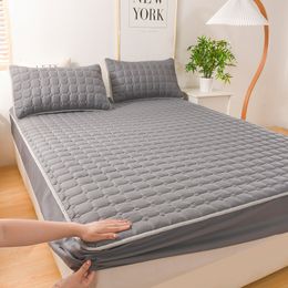 Mattress Pad Thick Quilted Double Bed Sheet Elastic Fitted Sheet Soft Breathable Mattress Cover with Deep Pocket 150 160*200 Bed Linen Cover 230324