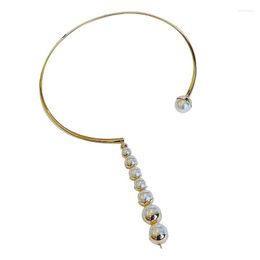 Chains Luxury Gold Colour Pendant Necklaces Big Circle Round Imitation Pearl Necklace Women Jewellery Accessories Gifts