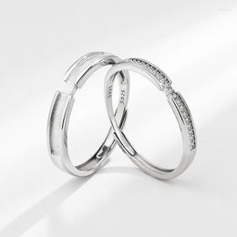 Cluster Rings Pair Of Wedding S925 Sterling Silver Jewelry Lovers Engagement Ring Paved CZ Diamonds For Women And Man Gift With Box