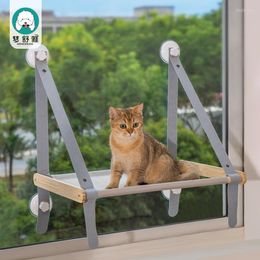 Cat Toys Wood Hammock Screw Suction Cup Type High Folding Window Hanging Glass Basket Nest