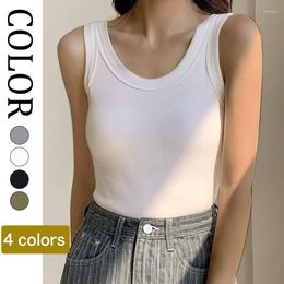 Camisoles & Tanks Knit White Women Vest Tank Top Tight Ribbed Female Sexy Thick Straps Simple Casual Fitness Basic Solid Summer Clothing