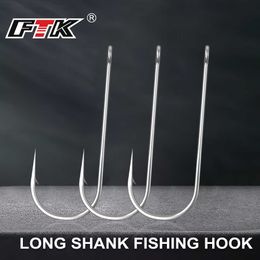 Fishing Hooks FTK 5pcs Long Shank Fishing Hook 2#-9# Ring eye Japan High Carbon Stainless Fishhooks Fishing Hooks Single Jig Fish Hook Tackle P230317