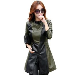 Women's Leather & Faux Autumn Jacket Women Winter Slim Ladies PU Outerwear Long Trench Coat Female CoatsWomen's