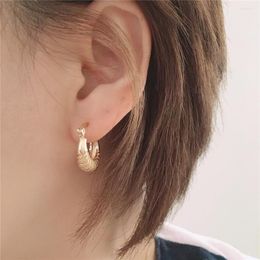 Hoop Earrings Gorgeous Gold Colour Plating Twirl Textured Small Oval Copper For Women Girl Lady Office Party Decoration Jewellery