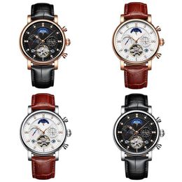 Designer watch mens watches party hand winding automatic mechanical montre homme skeleton delicate watch tourbillon natural leather SB042 C23