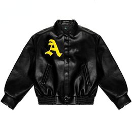 Men's Leather Faux Hip Hop Men Bomber Jacket Motorcycle Embroidery College Fashion Casual Varsity Unisex Baseball Coats 230324