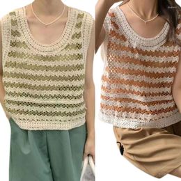 Women's Tanks Sexy Cover Up Hollow Crop Tops Flowy Crochet Ruched Pullover Sweater Beach Vest