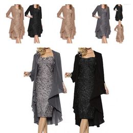 Casual Dresses 1 Set Attractive Girls Dress Lace Decor Polyester Women Elegant Flower Pattern Fashion