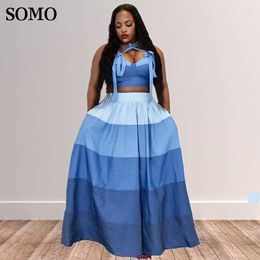 Plus Size Dresses Somo Clothes Womens Clothing Sexy Chic Top Maxi Long Crop Two Piece Sets Wholesale Dropshipping 230307