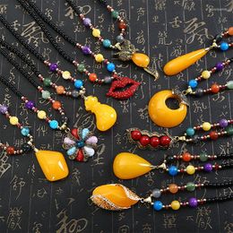 Pendant Necklaces 2023 Beeswax Necklace Women Long Ethnic Strand Graceful Shiny Crystal Sweater Chain Lady Jewellery Wholesale