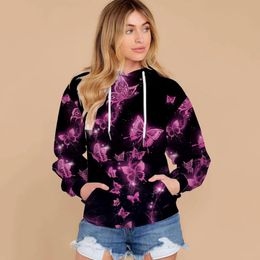 Women's Hoodies & Sweatshirts Oversized Sweatshirt Butterfly Print Womens Winter Tops Clothes For Teens Streetwear Designer Graphic XL