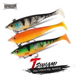 Baits Lures Kingdom High Quality Sinking Soft Baits Swim Shad Fishing Lures 170mm 55g Sensitive T-tail Good Action Saltwater Swimbait Bass 230323