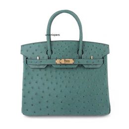 Birkinbag 2022 New Bags Ostrich Leather Wax Thread Hand Sewn Lady Fashion High-end Handbag Large capacity ayw