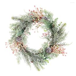 Decorative Flowers Flower Garland Decoration Simulation Silk Eucalyptus PVC Plant 40x40x10cm For Indoor And Outdoor PE Red Fruit Wreath