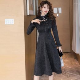 Casual Dresses Arrival Comfortable Hollow Out Sexy Formal Dress Temperamental Chinese Style Office Lady Elegant Cute Long A-line