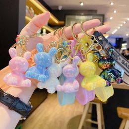 Keychains Korean Colorful Keychain Crystal Acrylic Doll Pendant Car Bag Key Chain Ring Girls Small Acessories