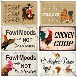 Retro Chicken Metal Painting Plate Rooster Hen Retro Metal Poster Plate Bar Farm Kitchen Home Wall Decor 30X20cm W03